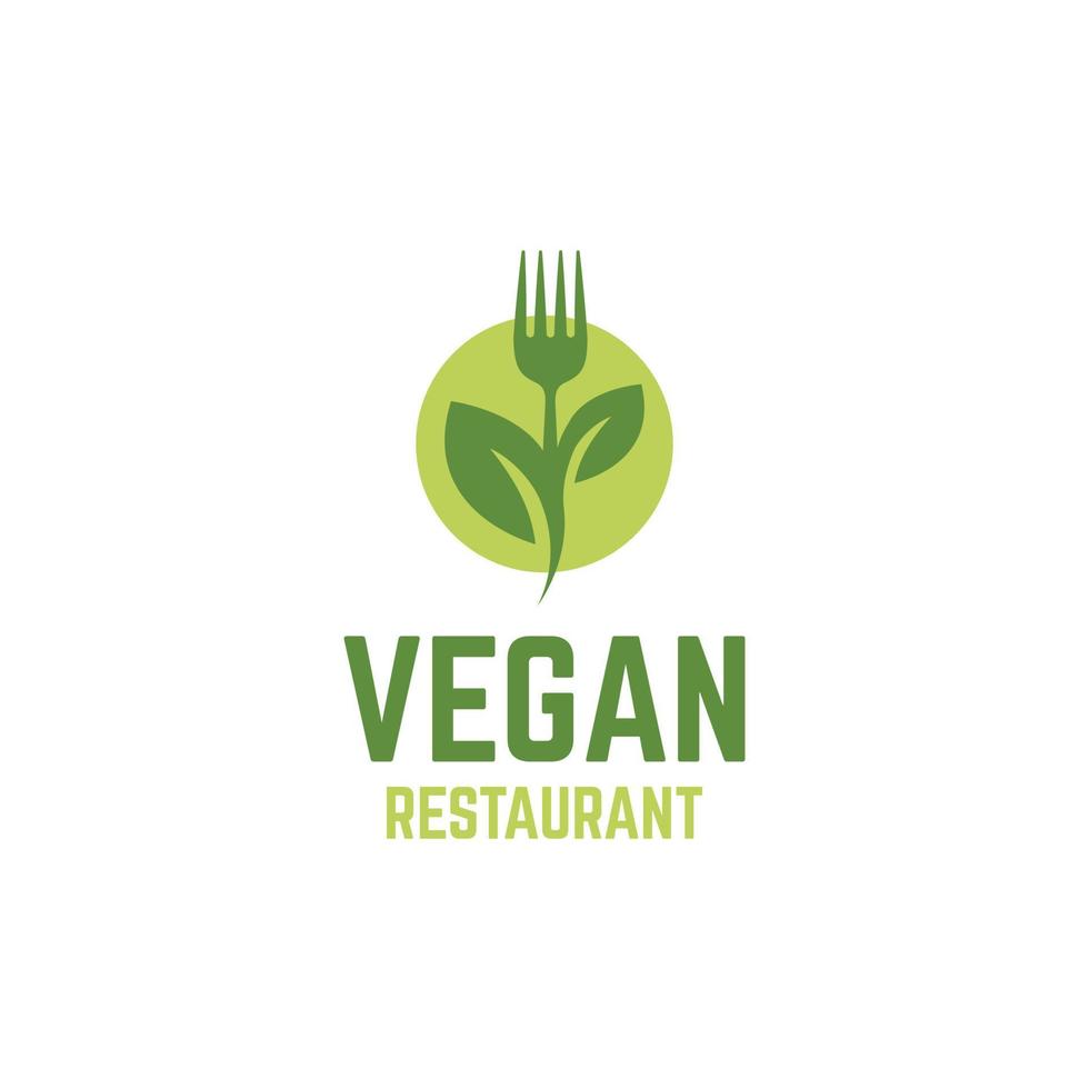 vecteur de logo de restaurant végétalien sur fond blanc