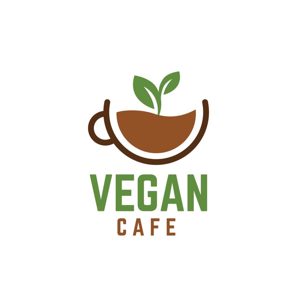vecteur de logo de café végétalien