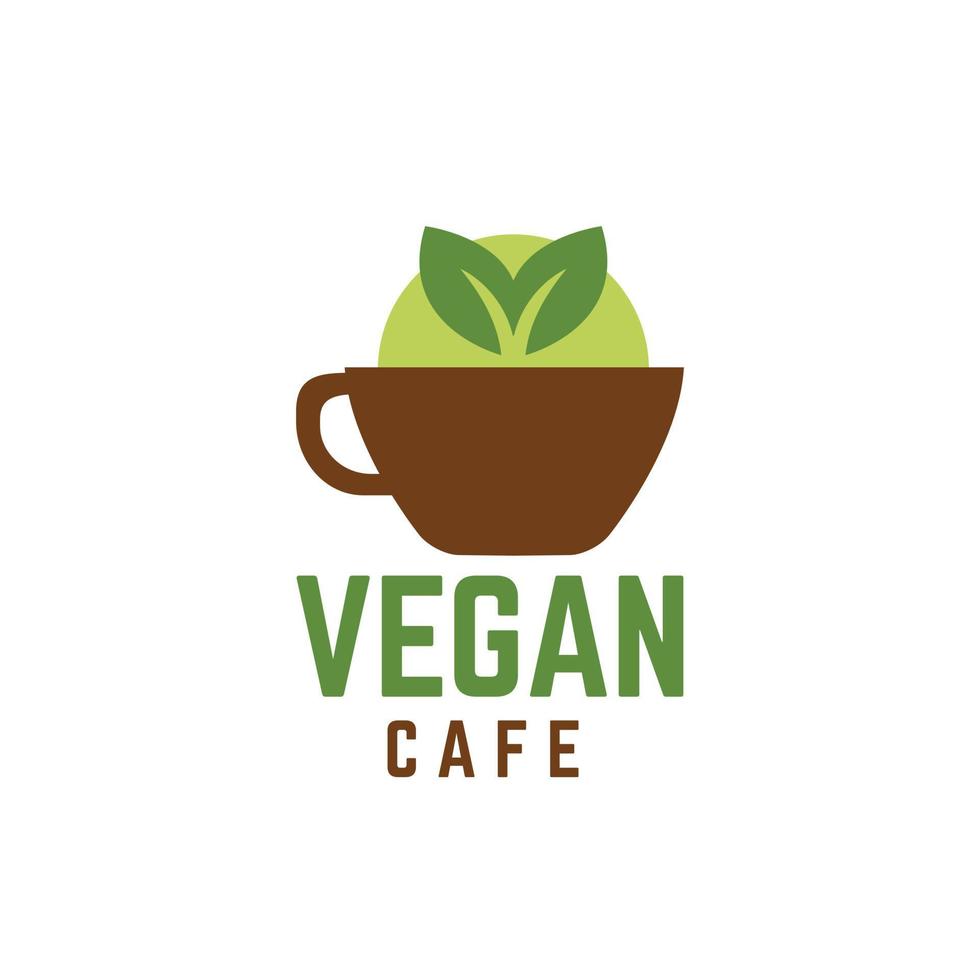 vecteur de logo de café végétalien sur fond blanc