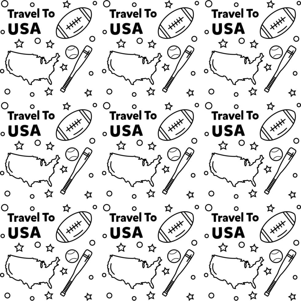 voyage aux états-unis doodle conception de vecteur de modèle sans couture