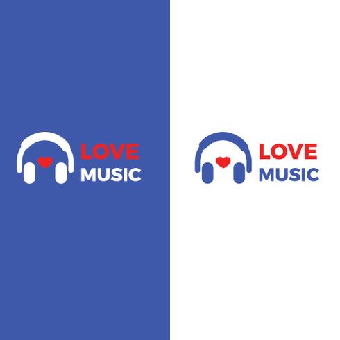 Logo avec des écouteurs. Amour pour la musique au casque. Logo de dégradé de vecteur en ligne radio