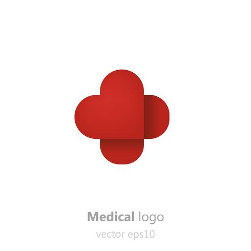 Logo Concept médical. Patch adhésif en forme de coeur. Logotype pour clinique, hôpital ou médecin. Illustration de plat dégradé de vecteur