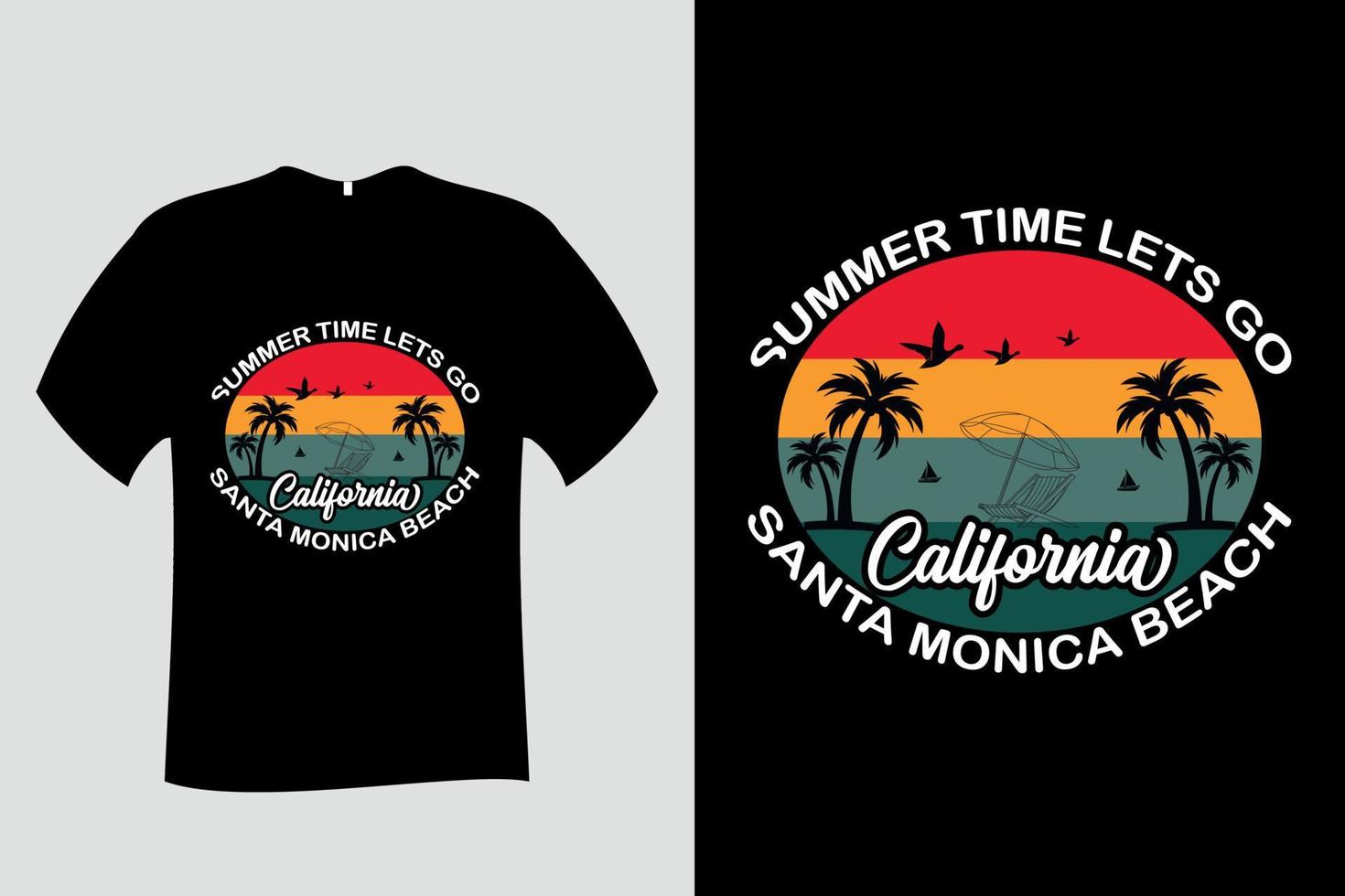 heure d'été laisse aller californie santa monica plage t-shirt de plage vecteur