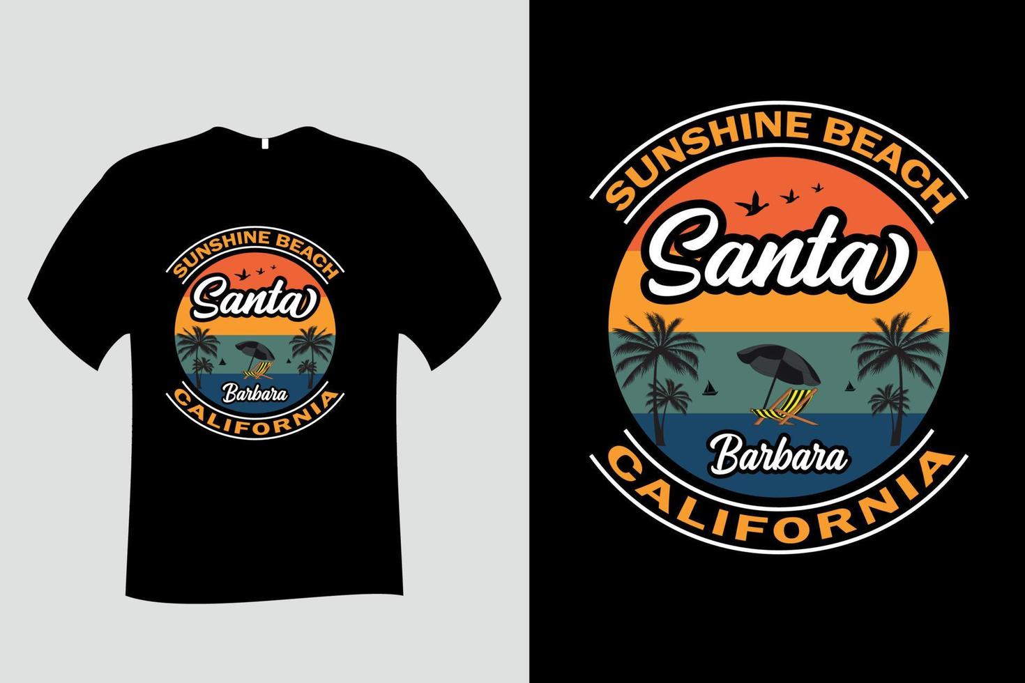 soleil plage santa barbara californie été t-shirt vecteur