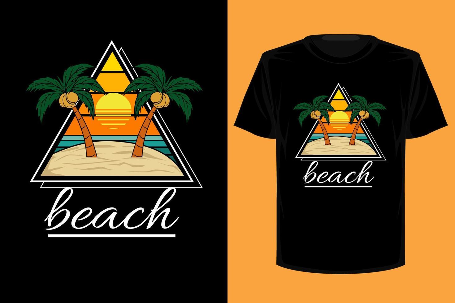 conception de t-shirt vintage rétro de plage vecteur