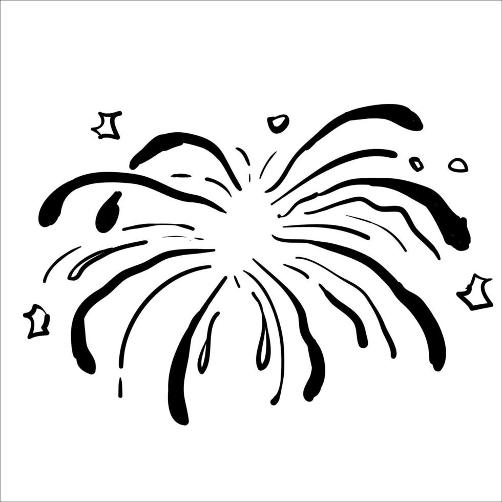 explosion de feu d'artifice doodle dans un style doodle vecteur