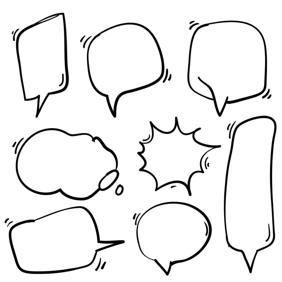 ensemble de collection de discours de bulles dans un style dessiné à la main doodle vecteur