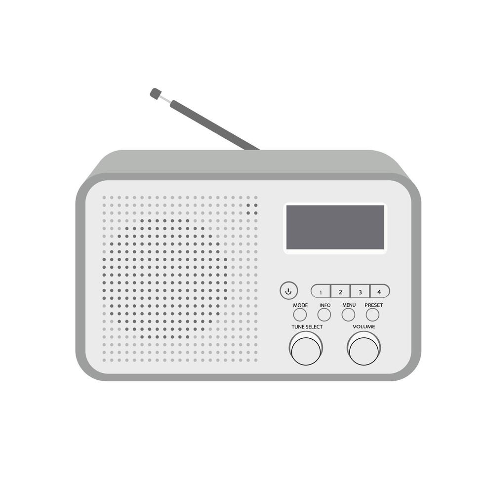 illustration vectorielle d'une radio grise d'inspiration rétro sur fond blanc. journée mondiale des radioamateurs. vecteur
