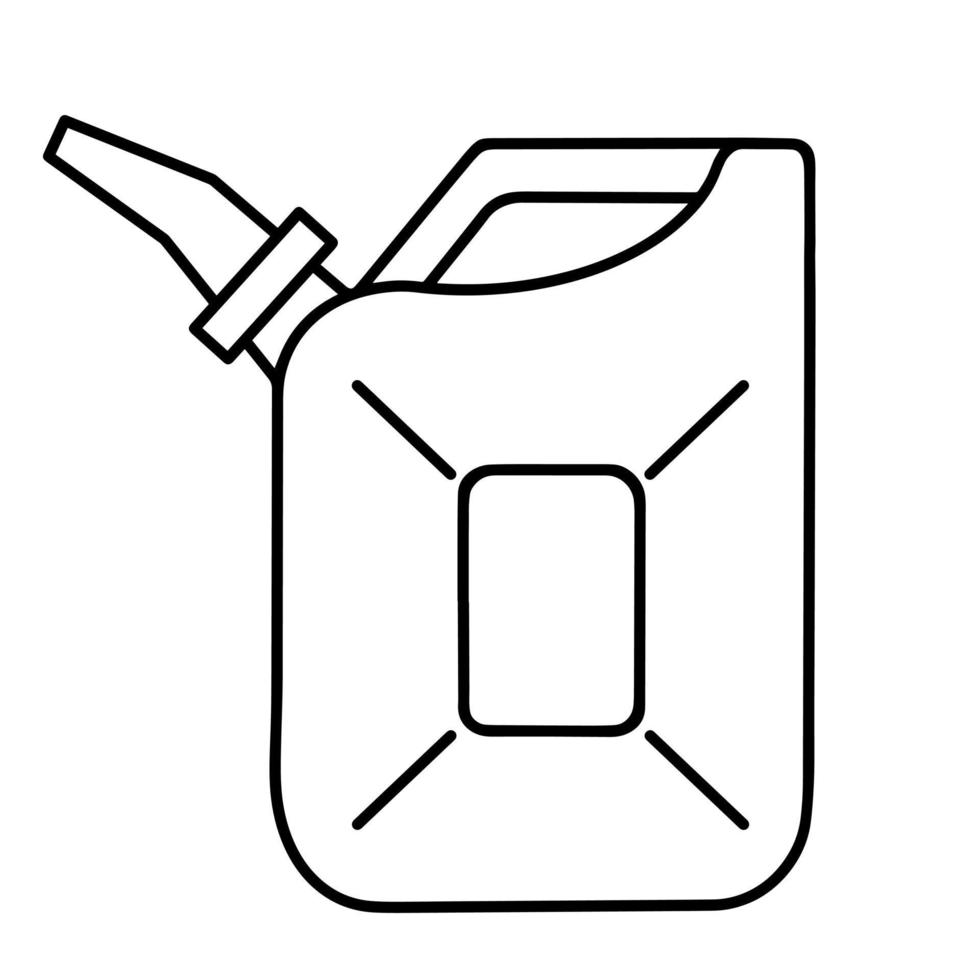 icône de bidon d'huile. contour du réservoir de carburant. navire de vecteur isolé sur fond blanc. dessin au trait, doodle noir dessiné à la main.