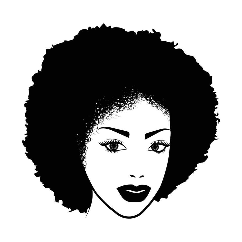 logo beauté cheveux bouclés afro vecteur