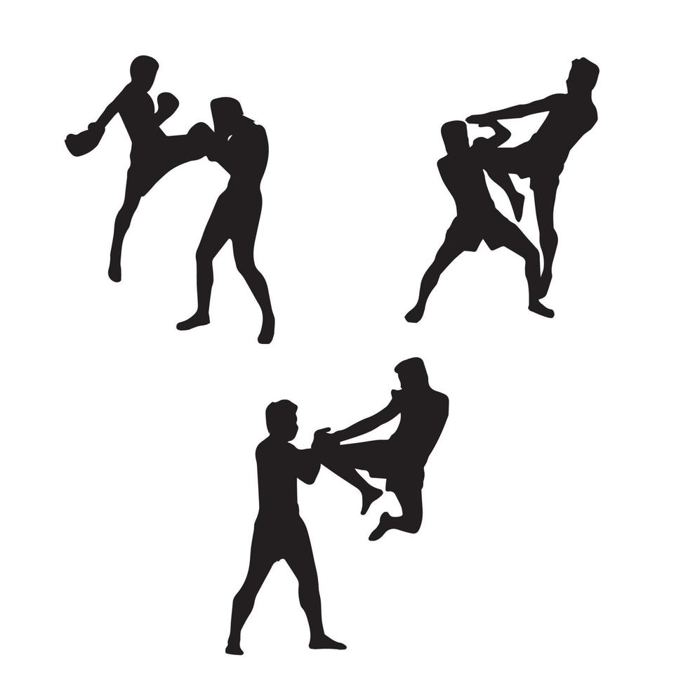 kick boxing arts martiaux mixtes silhouette vecteur