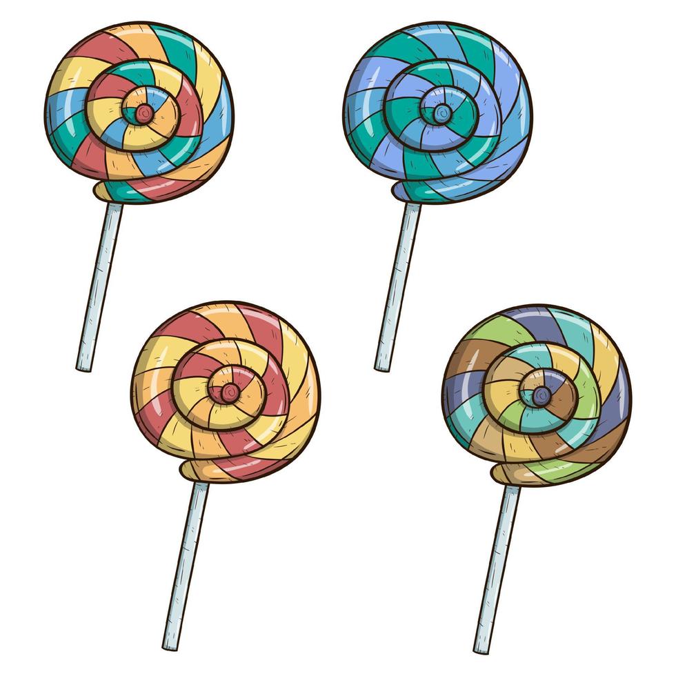 Vectoriel Kawaii Lollipop Bonbon Aux Yeux Brillant Sucré Isolé Sur