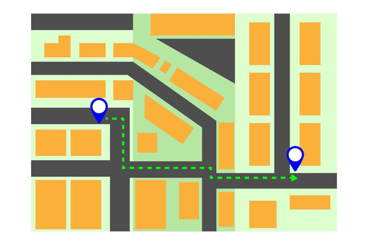 itinéraire sur la carte plat dessin animé isolé fond blanc vecteur