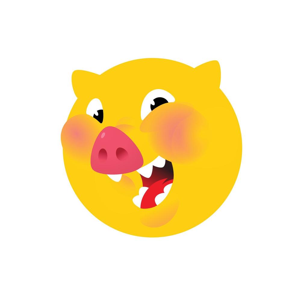 la tête d'un cochon, jaune. vecteur. logo, symbole de l'entreprise. emblème de la restauration rapide et de la nourriture. sanglier à tête ronde. animal à viande. Bacon. vecteur