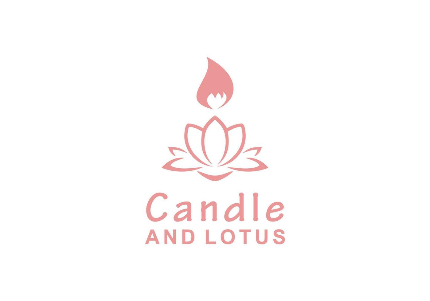 modèle de conception de logo icône symbole bougie et lotus vecteur