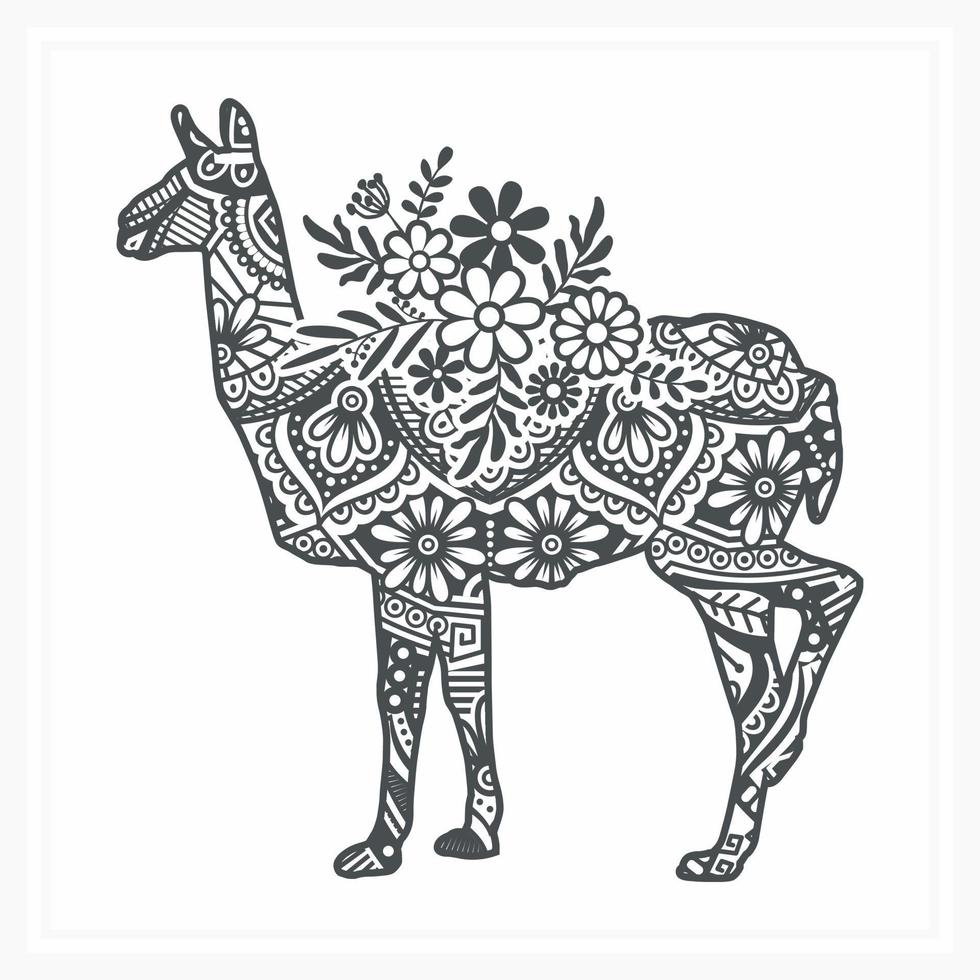 mandala animal avec fleur, illustration vectorielle. vecteur