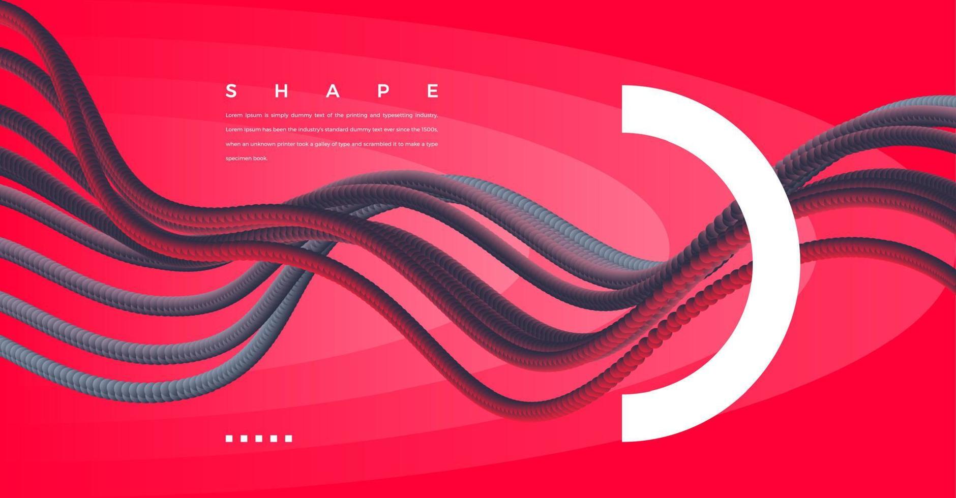 arrière-plan abstrait avec onde de ligne de particules émises en rouge. modèle de conception d'élément conceptuel. illustration vectorielle moderne. vecteur