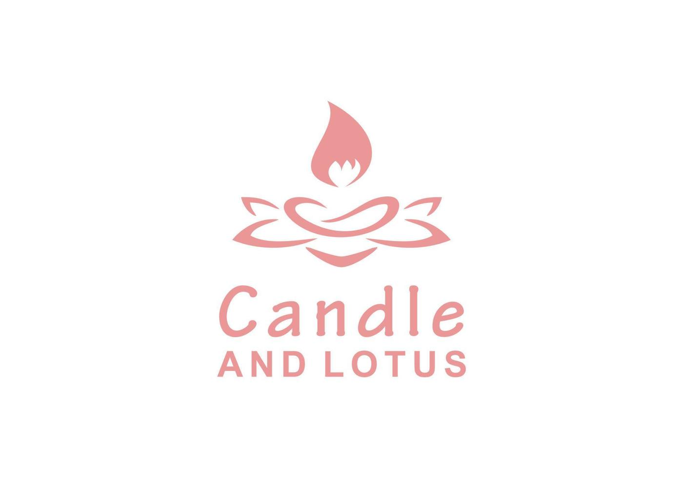 modèle de conception de logo icône symbole bougie et lotus vecteur