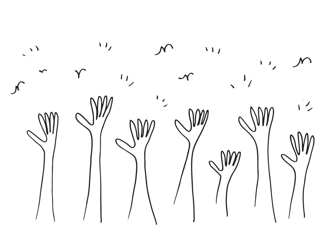 main d'applaudissements dessiner sur fond blanc. illustration vectorielle. vecteur