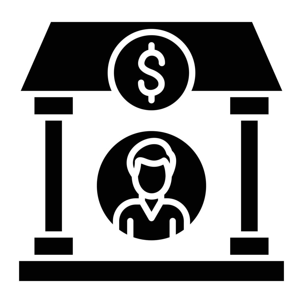 icône de glyphe de compte bancaire vecteur