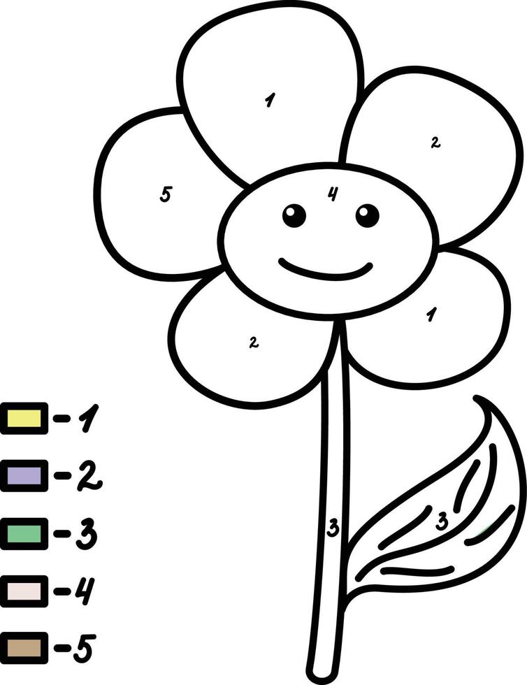 livre de coloriage pour enfants - fleur, couleur par illustration number.vector pour les enfants. vecteur