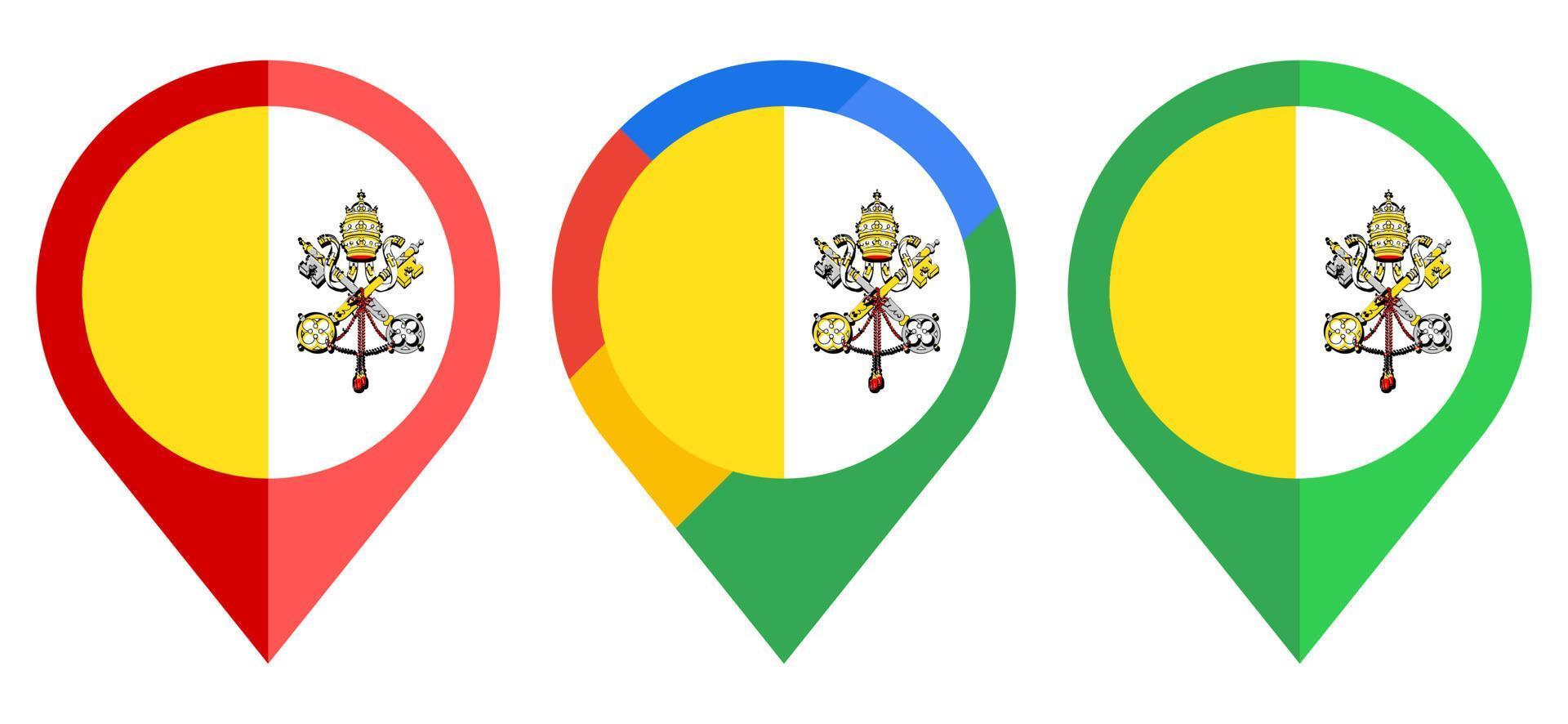icône de marqueur de carte plate avec drapeau d'état de la cité du vatican isolé sur fond blanc vecteur