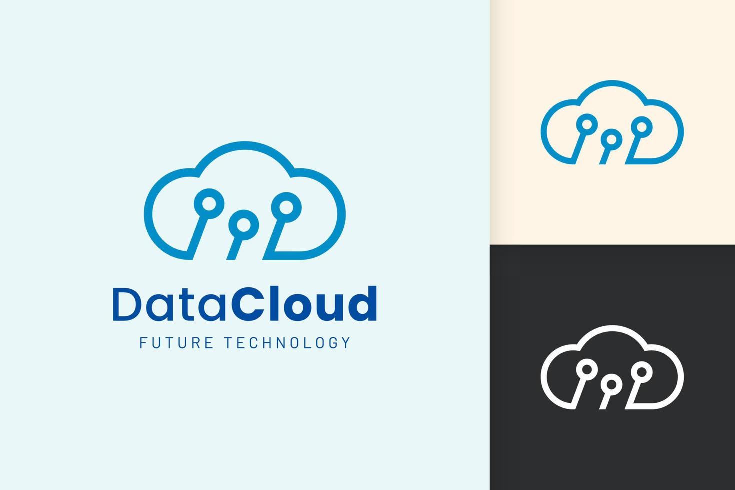 logo cloud ou data dans un style moderne avec une couleur bleue vecteur