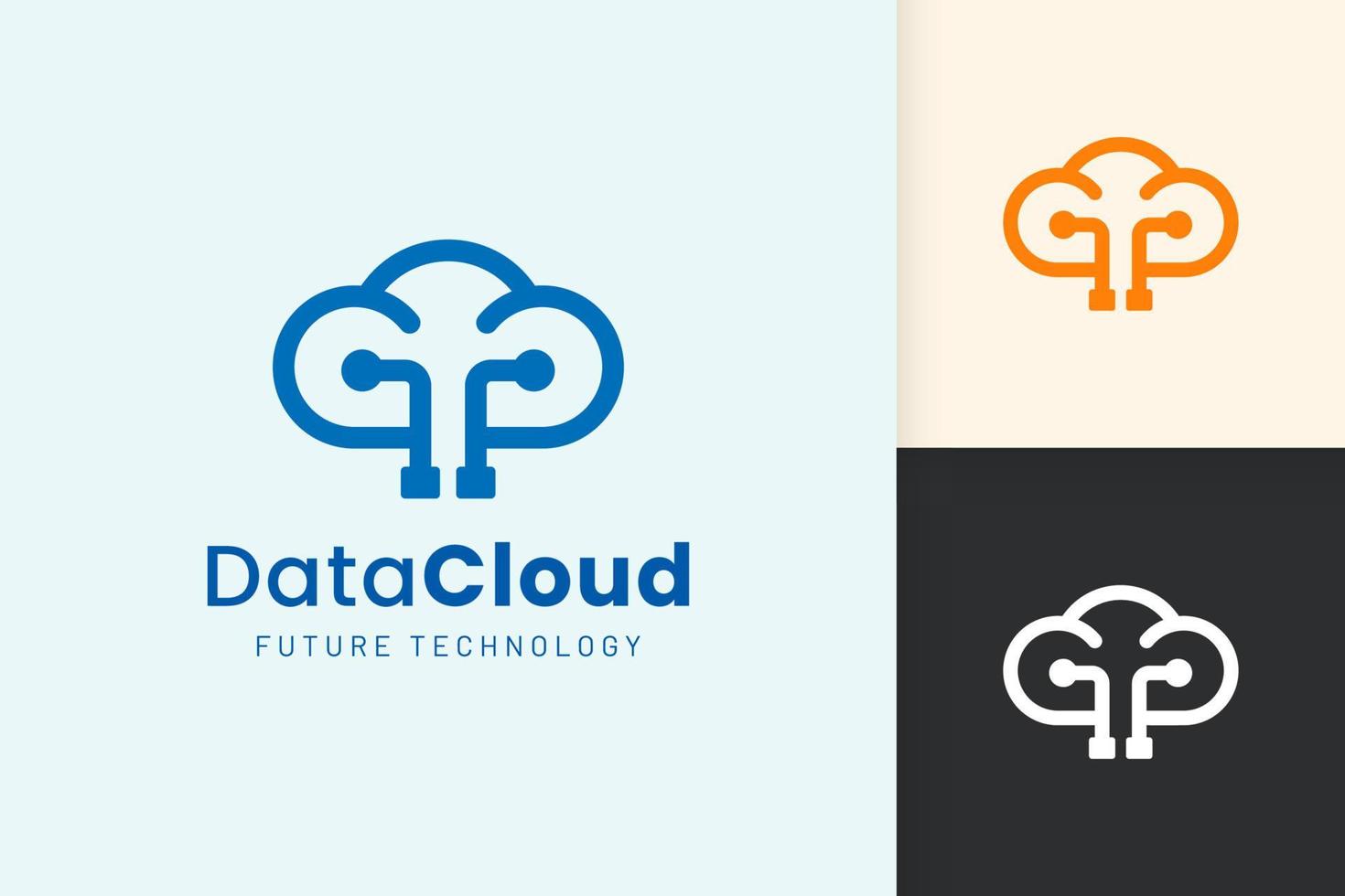 logo cloud ou data dans un style moderne avec une couleur bleue vecteur