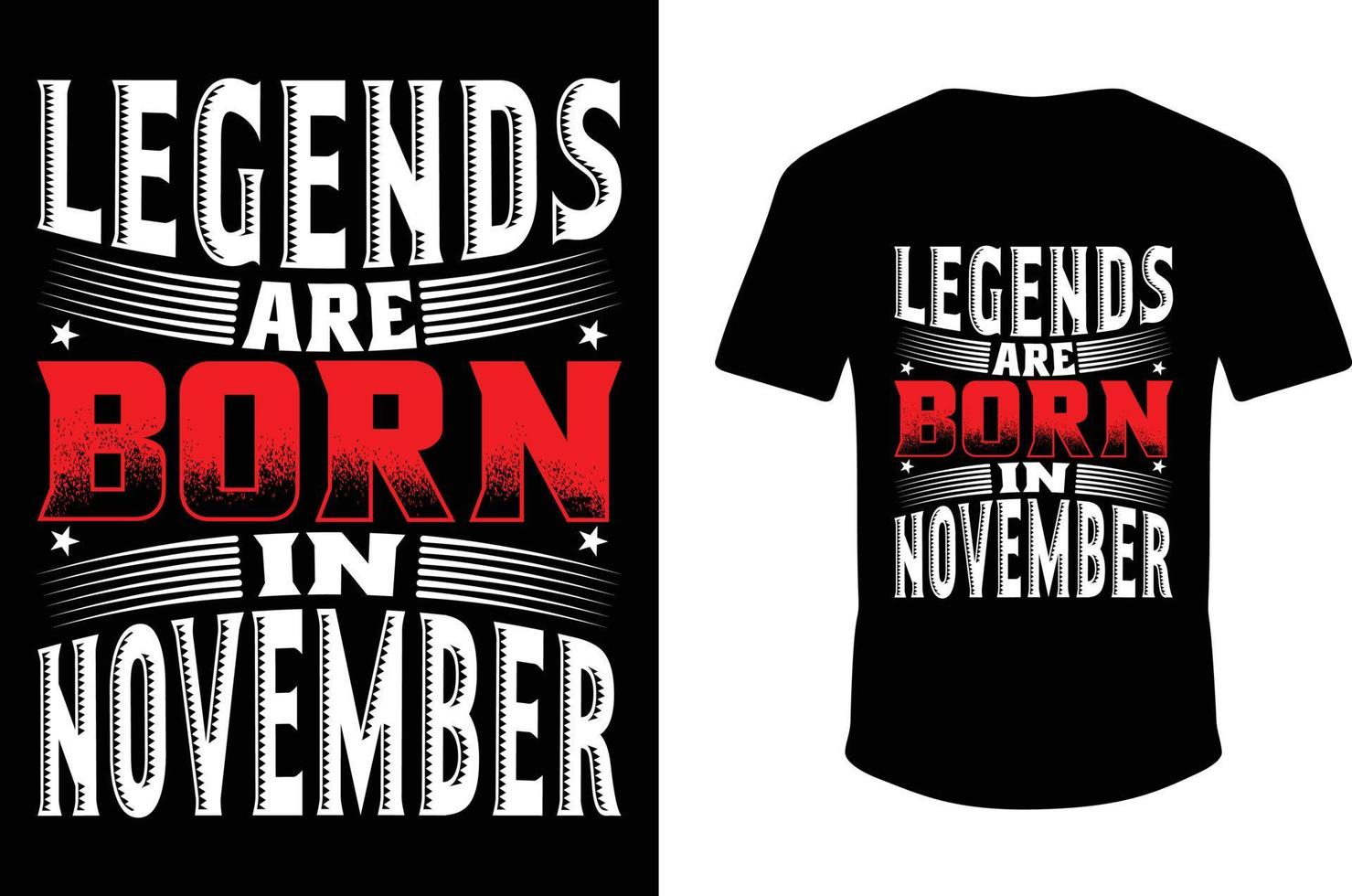 les légendes naissent en novembre. légendes nées t-shirt vecteur