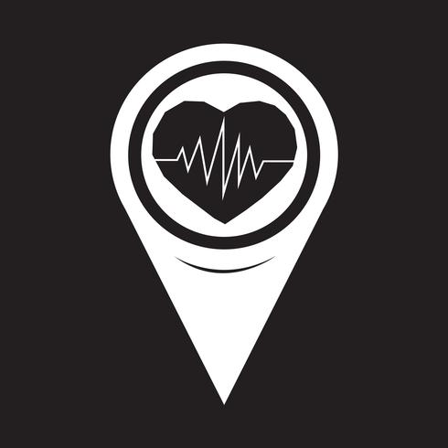 Map Pointer Heartbeat Icône vecteur