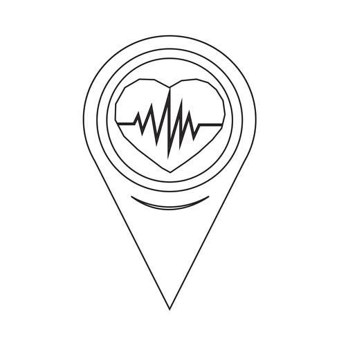 Map Pointer Heartbeat Icône vecteur