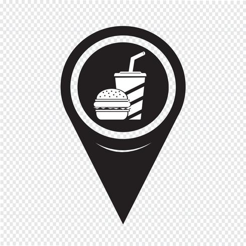 Icône de carte Fast Food Pointer vecteur