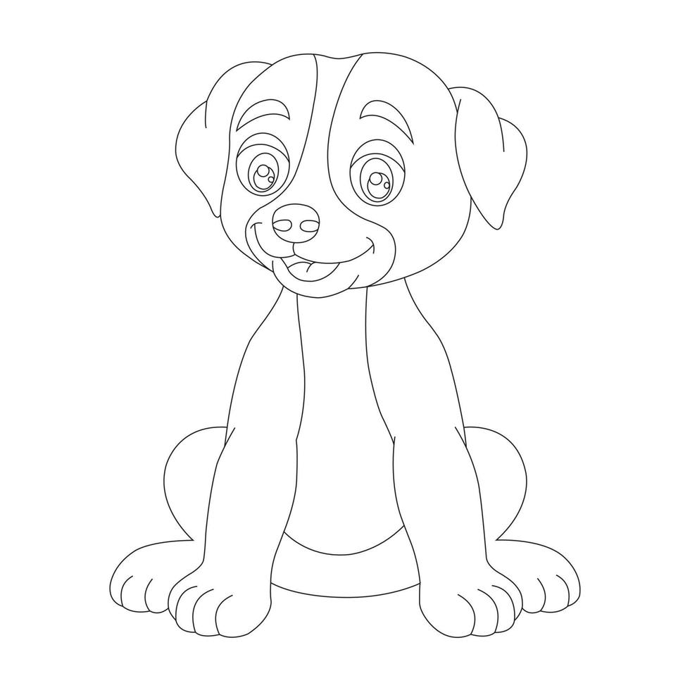 Page de coloriage de contour de chien mignon chiot pour les enfants coloriage d'animaux vecteur