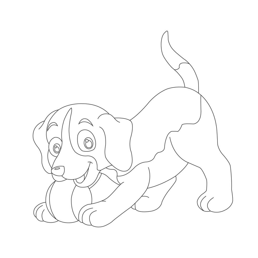 Page de coloriage de contour de chien mignon chiot pour les enfants coloriage d'animaux vecteur