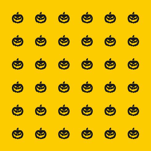 motif de citrouille effrayant noir sur fond jaune pour Halloween vecteur