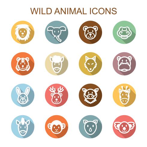 icônes de l&#39;ombre portée des animaux sauvages vecteur