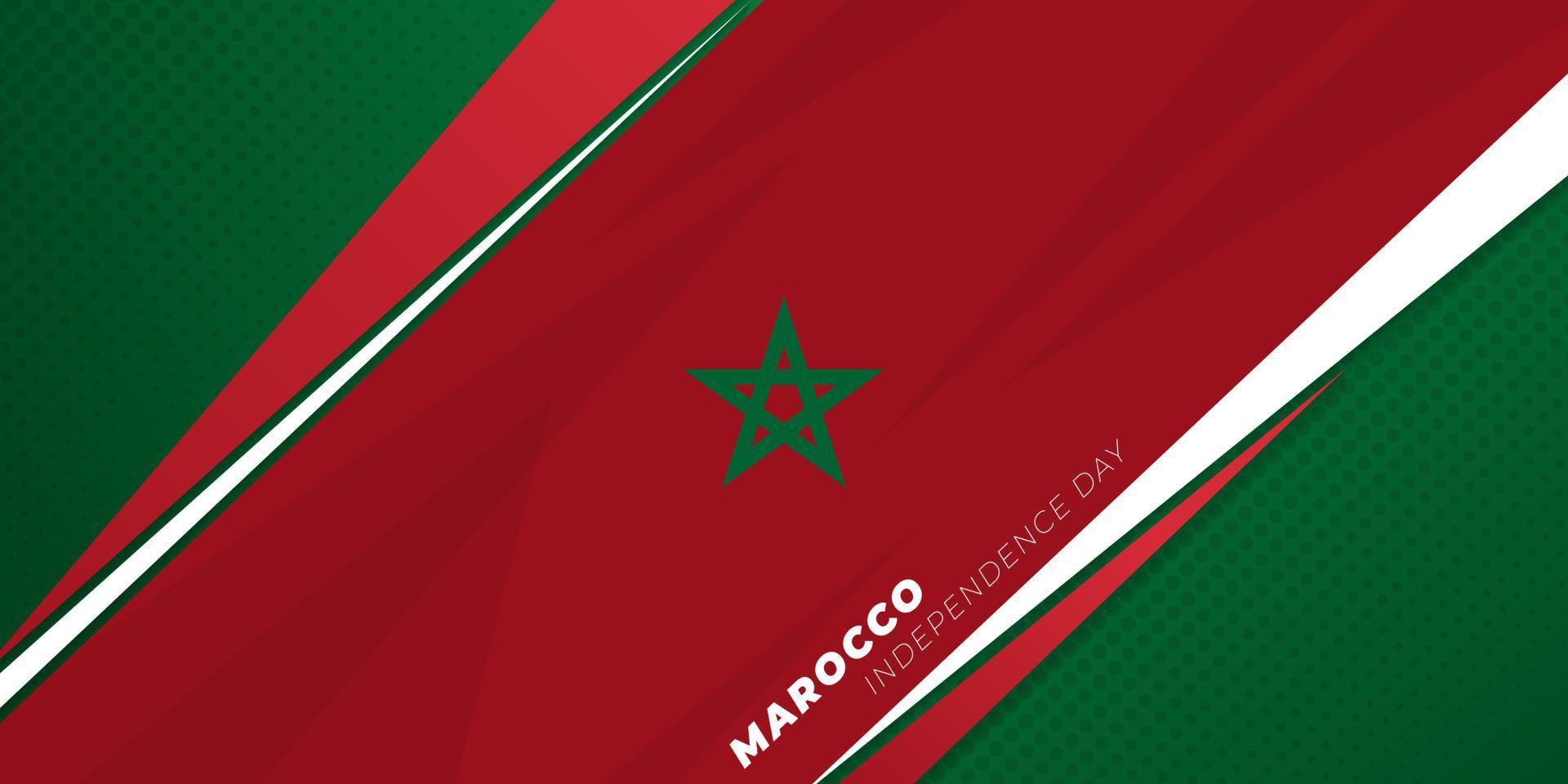 conception de fond géométrique de la fête de l'indépendance du maroc. conception de fond rouge et vert. vecteur