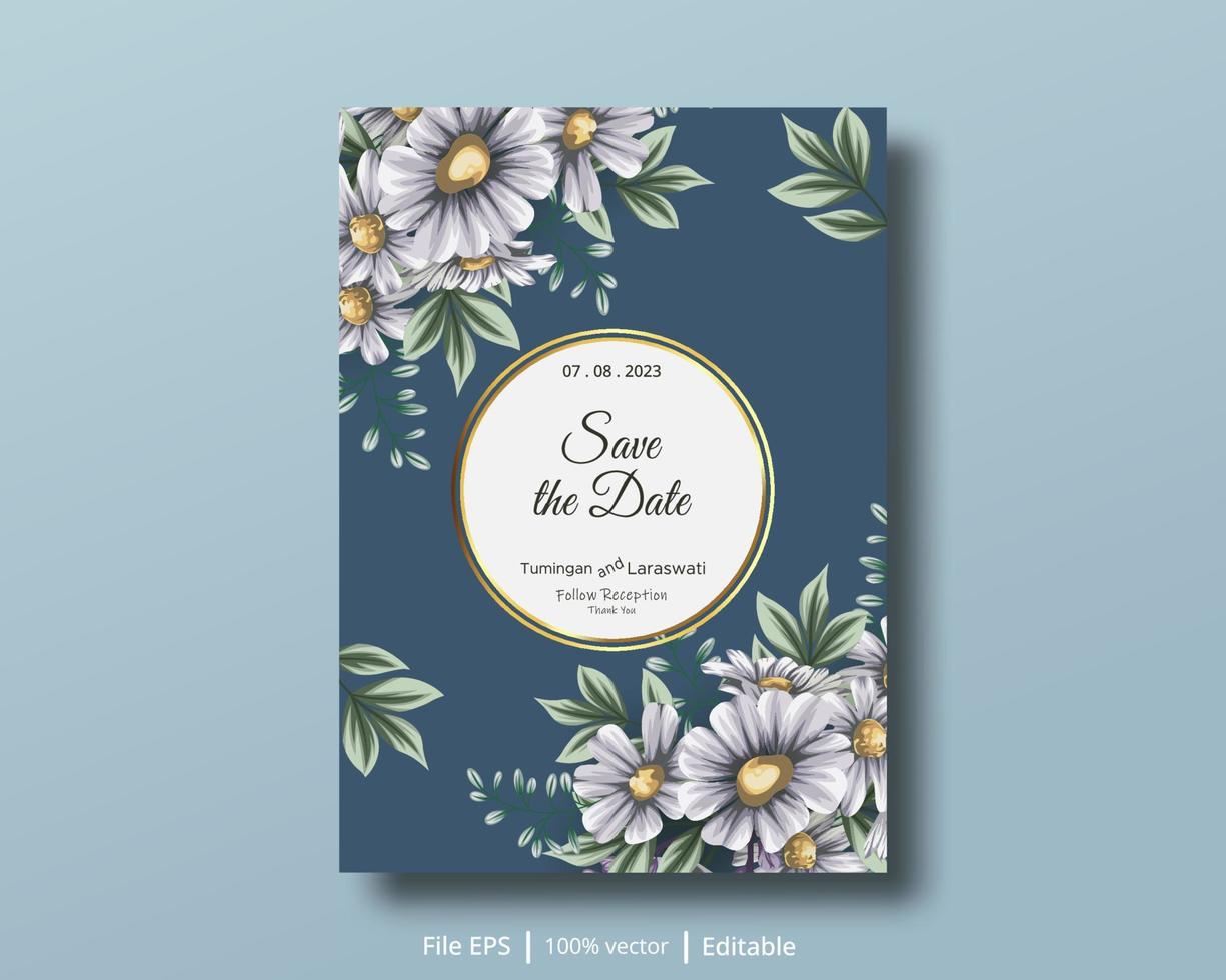 une belle carte d'invitation avec une combinaison de couleurs florales et douces adaptées pour compléter les besoins des conceptions d'invitation de mariage vecteur