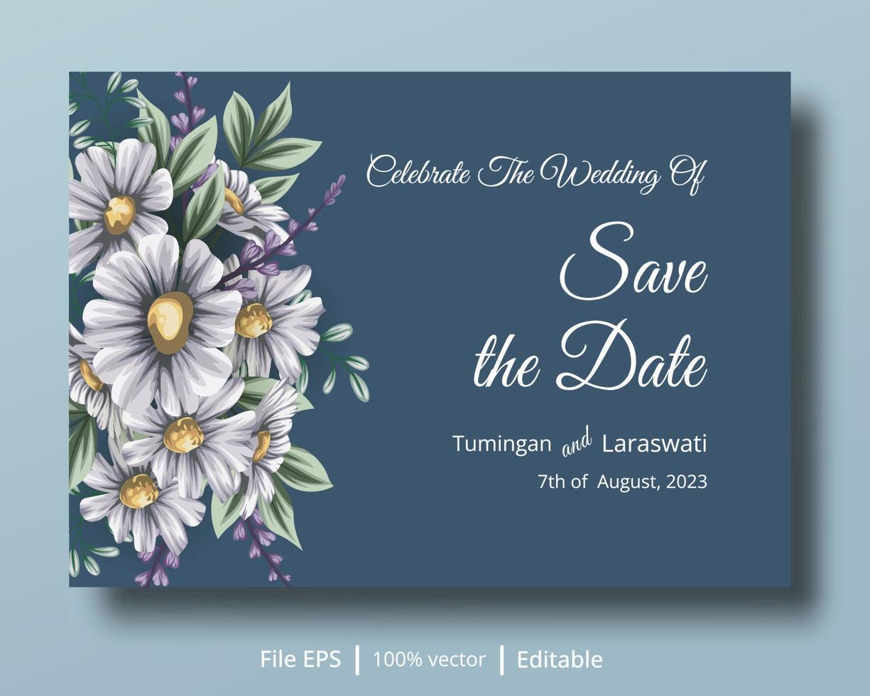 une belle carte d'invitation avec une combinaison de couleurs florales et douces adaptées pour compléter les besoins des conceptions d'invitation de mariage vecteur