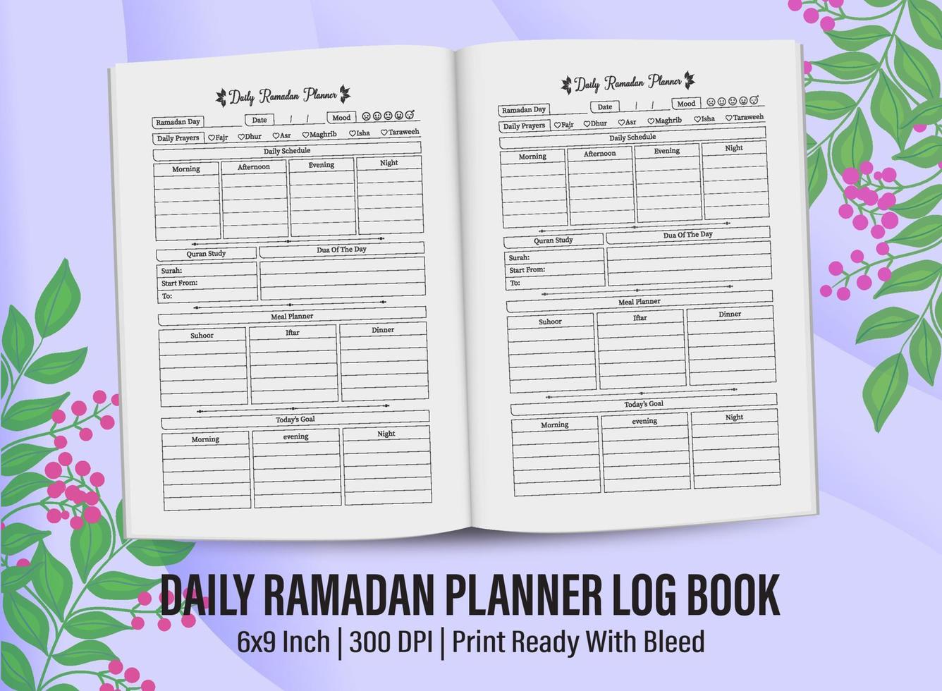 journal de bord du planificateur de ramadan pour l'intérieur de kdp. conception de modèle de journal de bord de planificateur de ramadan pour l'intérieur de kdp. vecteur