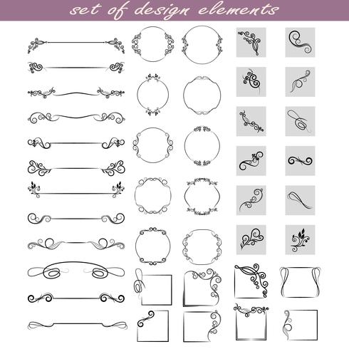 ensemble d&#39;éléments de conception, cadres, séparateurs, bordures. Illustration vectorielle pour la conception des pages. vecteur