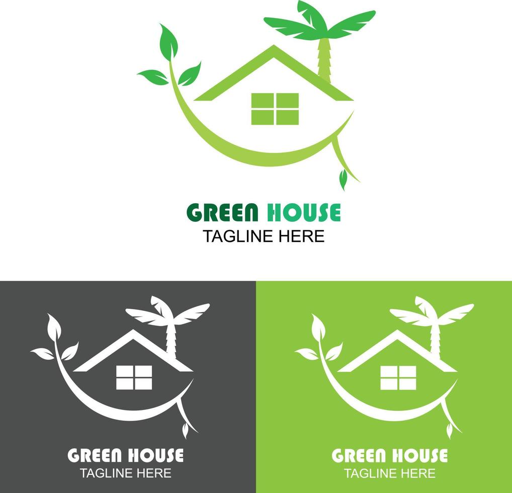 illustration du modèle de conception de logo de maison verte. vecteur de conception de logo de maison verte, logo de maison éco nature