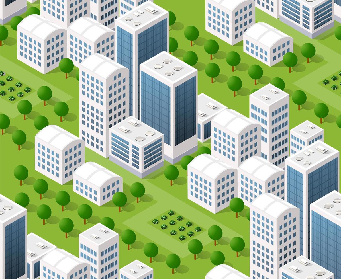 carte de modèle de plan urbain sans soudure. structure de paysage isométrique des bâtiments de la ville vecteur