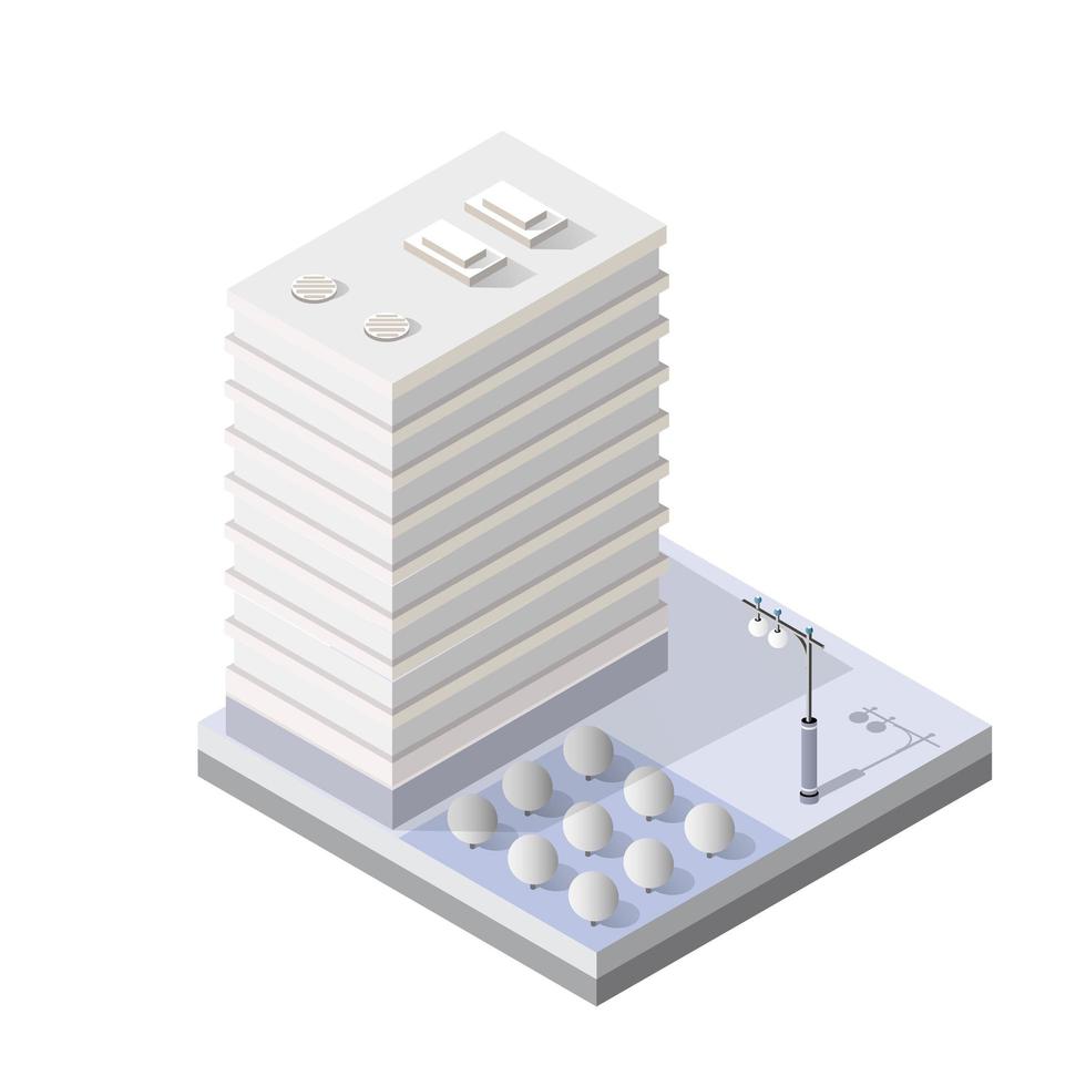 éléments de conception de paysage urbain avec plan de ville de bâtiment isométrique vecteur