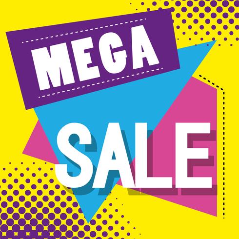 Mega soldes rabais affiche style Memphis vecteur