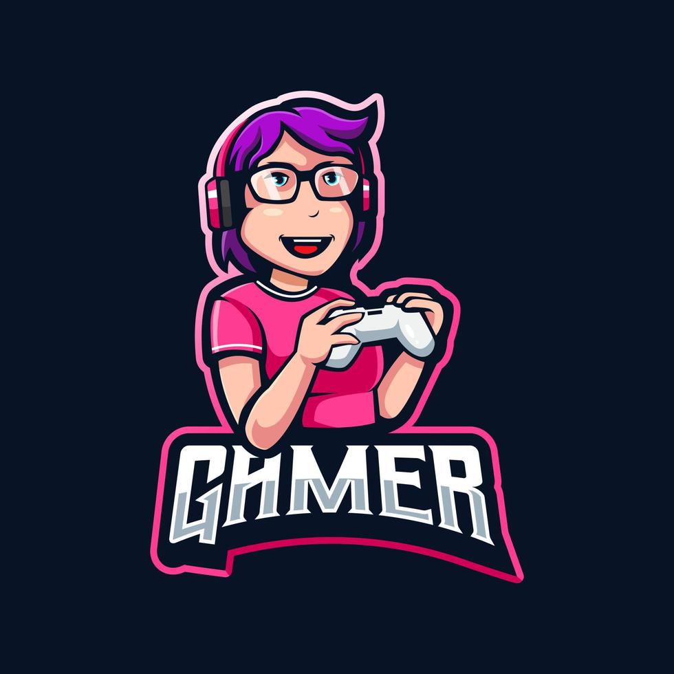 illustration de conception de logo de mascotte gamer esport vecteur