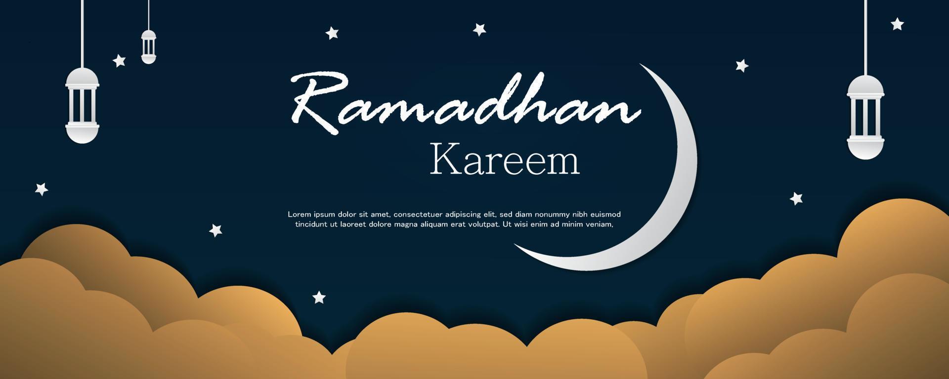 modèle de bannière horizontale ramadan kareem vecteur