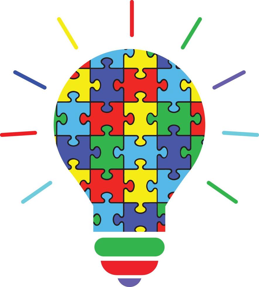 ampoule de puzzle d'autisme vecteur
