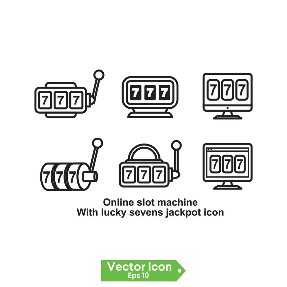 machine à sous en ligne avec icône jackpot lucky sevens vecteur