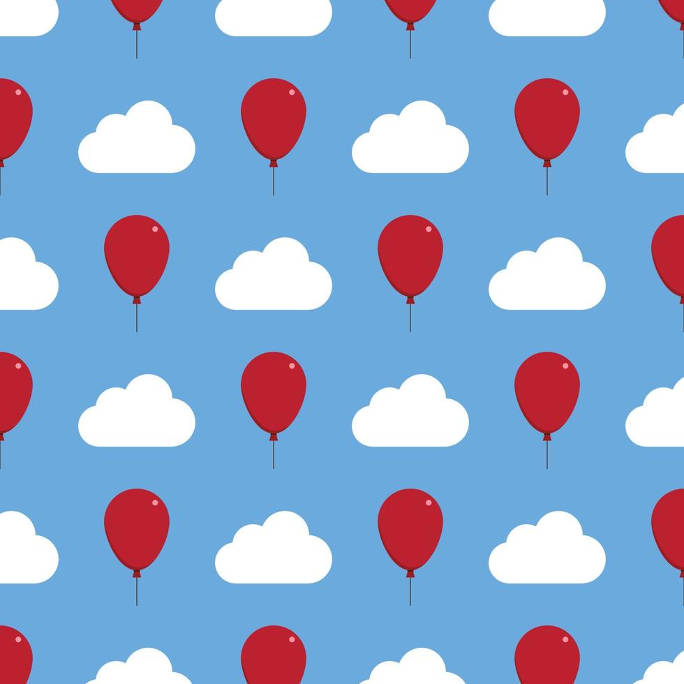 ballons rouges nuage autocollant de fond vecteur